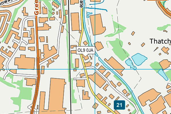 OL9 0JA map - OS VectorMap District (Ordnance Survey) OL9 0JA map - OS VectorMap District (Ordnance Survey)