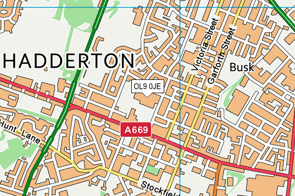 OL9 0JE map - OS VectorMap District (Ordnance Survey) OL9 0JE map - OS VectorMap District (Ordnance Survey)