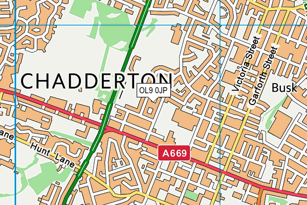 OL9 0JP map - OS VectorMap District (Ordnance Survey) OL9 0JP map - OS VectorMap District (Ordnance Survey)