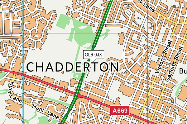 OL9 0JX map - OS VectorMap District (Ordnance Survey) OL9 0JX map - OS VectorMap District (Ordnance Survey)