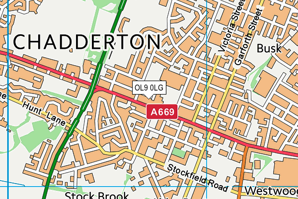OL9 0LG map - OS VectorMap District (Ordnance Survey)