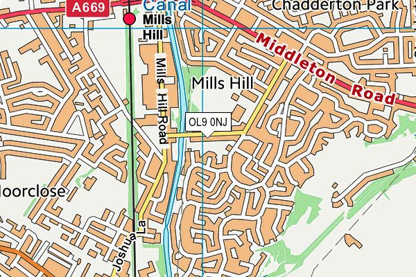 OL9 0NJ map - OS VectorMap District (Ordnance Survey) OL9 0NJ map - OS VectorMap District (Ordnance Survey)