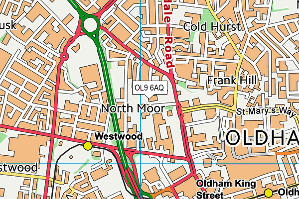 OL9 6AQ map - OS VectorMap District (Ordnance Survey) OL9 6AQ map - OS VectorMap District (Ordnance Survey)