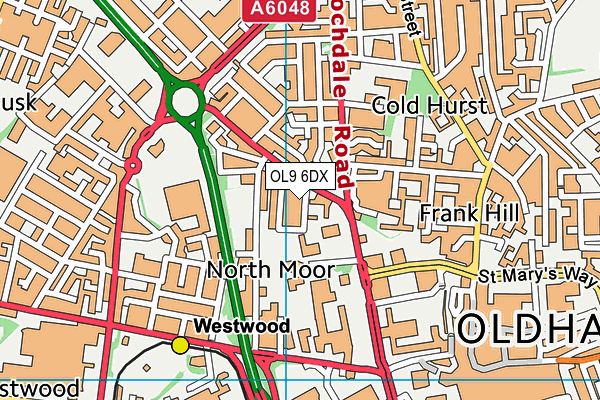 OL9 6DX map - OS VectorMap District (Ordnance Survey) OL9 6DX map - OS VectorMap District (Ordnance Survey)