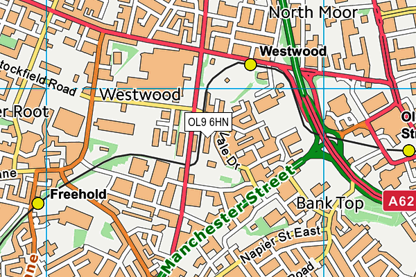 OL9 6HN map - OS VectorMap District (Ordnance Survey) OL9 6HN map - OS VectorMap District (Ordnance Survey)