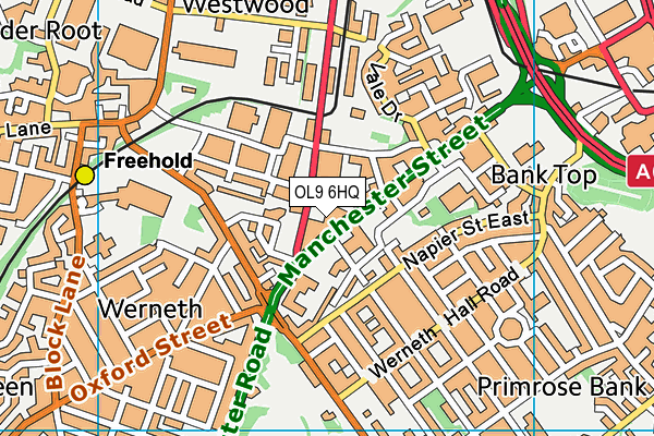 OL9 6HQ map - OS VectorMap District (Ordnance Survey) OL9 6HQ map - OS VectorMap District (Ordnance Survey)