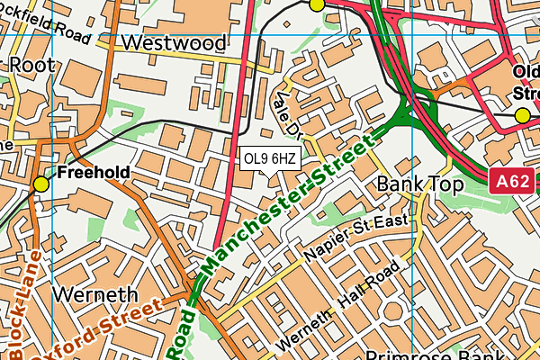 OL9 6HZ map - OS VectorMap District (Ordnance Survey) OL9 6HZ map - OS VectorMap District (Ordnance Survey)
