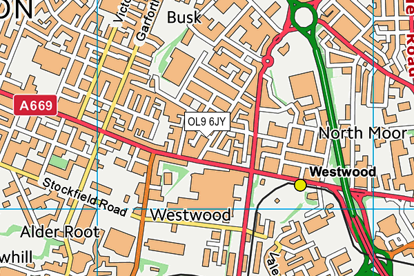 OL9 6JY map - OS VectorMap District (Ordnance Survey) OL9 6JY map - OS VectorMap District (Ordnance Survey)
