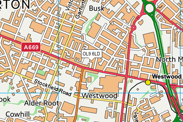 OL9 6LD map - OS VectorMap District (Ordnance Survey) OL9 6LD map - OS VectorMap District (Ordnance Survey)