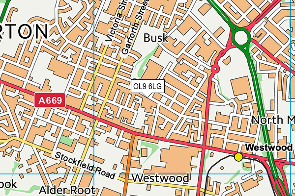OL9 6LG map - OS VectorMap District (Ordnance Survey) OL9 6LG map - OS VectorMap District (Ordnance Survey)