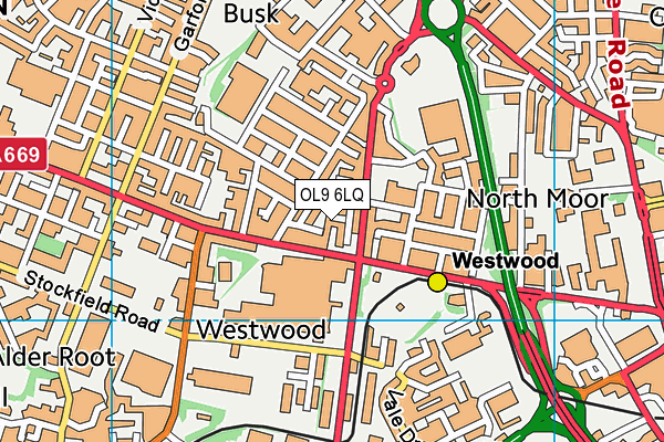 OL9 6LQ map - OS VectorMap District (Ordnance Survey)