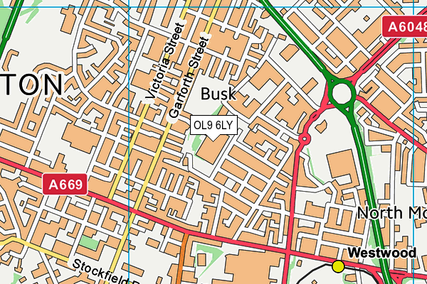 OL9 6LY map - OS VectorMap District (Ordnance Survey) OL9 6LY map - OS VectorMap District (Ordnance Survey)