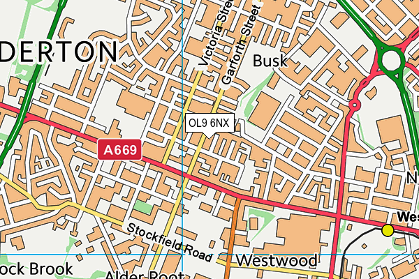 OL9 6NX map - OS VectorMap District (Ordnance Survey) OL9 6NX map - OS VectorMap District (Ordnance Survey)