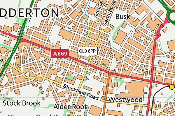 OL9 6PP map - OS VectorMap District (Ordnance Survey) OL9 6PP map - OS VectorMap District (Ordnance Survey)