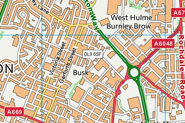 OL9 6SF map - OS VectorMap District (Ordnance Survey) OL9 6SF map - OS VectorMap District (Ordnance Survey)