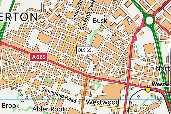 OL9 6SJ map - OS VectorMap District (Ordnance Survey) OL9 6SJ map - OS VectorMap District (Ordnance Survey)