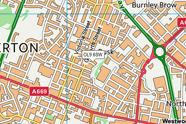OL9 6SW map - OS VectorMap District (Ordnance Survey) OL9 6SW map - OS VectorMap District (Ordnance Survey)