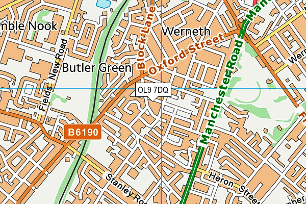 OL9 7DQ map - OS VectorMap District (Ordnance Survey) OL9 7DQ map - OS VectorMap District (Ordnance Survey)