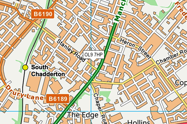 OL9 7HP map - OS VectorMap District (Ordnance Survey) OL9 7HP map - OS VectorMap District (Ordnance Survey)