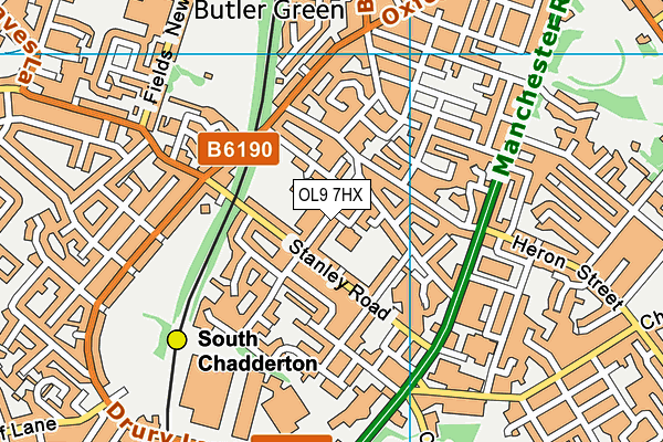 OL9 7HX map - OS VectorMap District (Ordnance Survey) OL9 7HX map - OS VectorMap District (Ordnance Survey)