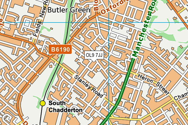 OL9 7JJ map - OS VectorMap District (Ordnance Survey) OL9 7JJ map - OS VectorMap District (Ordnance Survey)