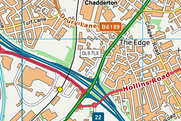 OL9 7LX map - OS VectorMap District (Ordnance Survey)