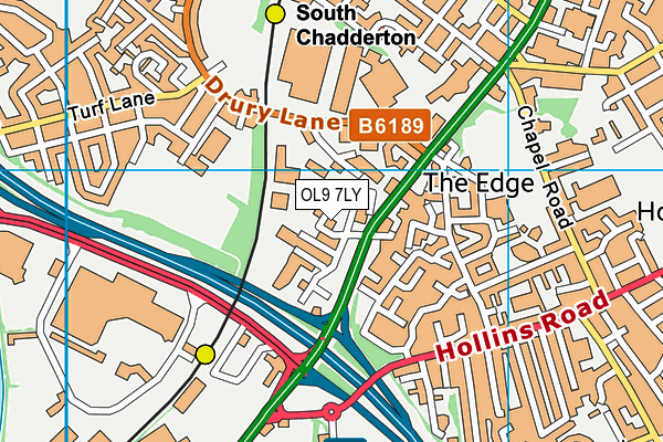 OL9 7LY map - OS VectorMap District (Ordnance Survey) OL9 7LY map - OS VectorMap District (Ordnance Survey)