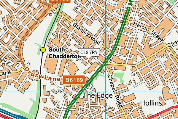OL9 7PA map - OS VectorMap District (Ordnance Survey) OL9 7PA map - OS VectorMap District (Ordnance Survey)