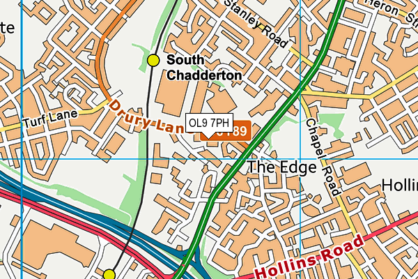 OL9 7PH map - OS VectorMap District (Ordnance Survey)