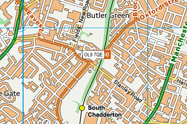OL9 7QE map - OS VectorMap District (Ordnance Survey) OL9 7QE map - OS VectorMap District (Ordnance Survey)