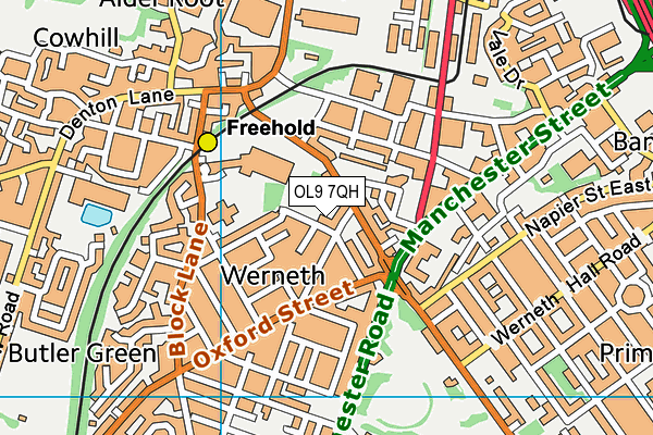 OL9 7QH map - OS VectorMap District (Ordnance Survey) OL9 7QH map - OS VectorMap District (Ordnance Survey)