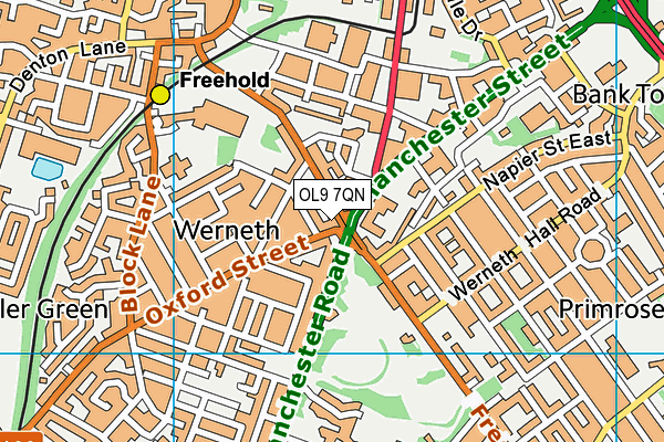 OL9 7QN map - OS VectorMap District (Ordnance Survey) OL9 7QN map - OS VectorMap District (Ordnance Survey)