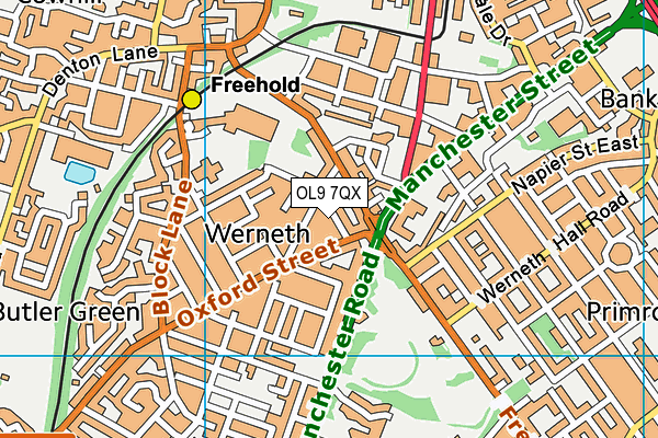 OL9 7QX map - OS VectorMap District (Ordnance Survey) OL9 7QX map - OS VectorMap District (Ordnance Survey)