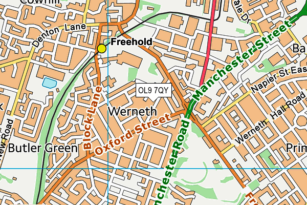 OL9 7QY map - OS VectorMap District (Ordnance Survey) OL9 7QY map - OS VectorMap District (Ordnance Survey)