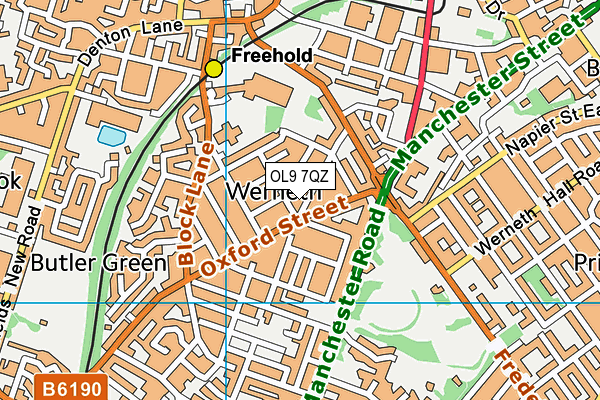 OL9 7QZ map - OS VectorMap District (Ordnance Survey) OL9 7QZ map - OS VectorMap District (Ordnance Survey)