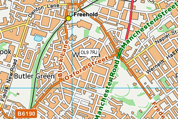 OL9 7RJ map - OS VectorMap District (Ordnance Survey) OL9 7RJ map - OS VectorMap District (Ordnance Survey)