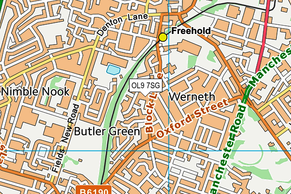OL9 7SG map - OS VectorMap District (Ordnance Survey) OL9 7SG map - OS VectorMap District (Ordnance Survey)