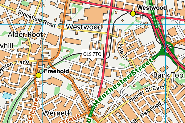 OL9 7TQ map - OS VectorMap District (Ordnance Survey) OL9 7TQ map - OS VectorMap District (Ordnance Survey)