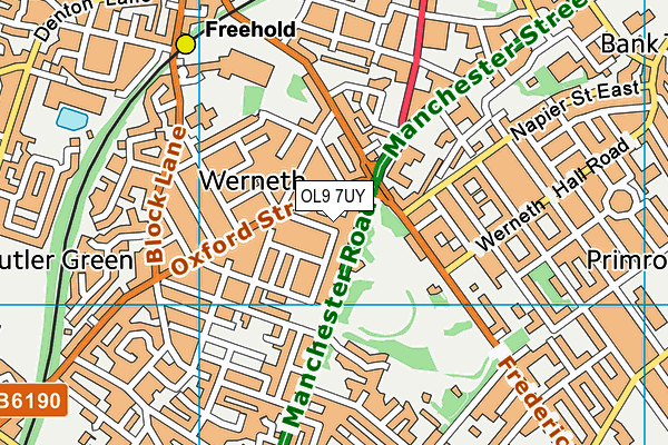 OL9 7UY map - OS VectorMap District (Ordnance Survey) OL9 7UY map - OS VectorMap District (Ordnance Survey)