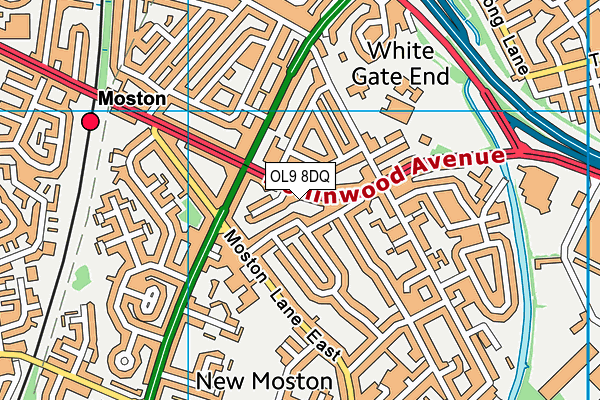 OL9 8DQ map - OS VectorMap District (Ordnance Survey)