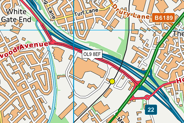OL9 8EF map - OS VectorMap District (Ordnance Survey) OL9 8EF map - OS VectorMap District (Ordnance Survey)