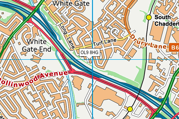 OL9 8HG map - OS VectorMap District (Ordnance Survey) OL9 8HG map - OS VectorMap District (Ordnance Survey)