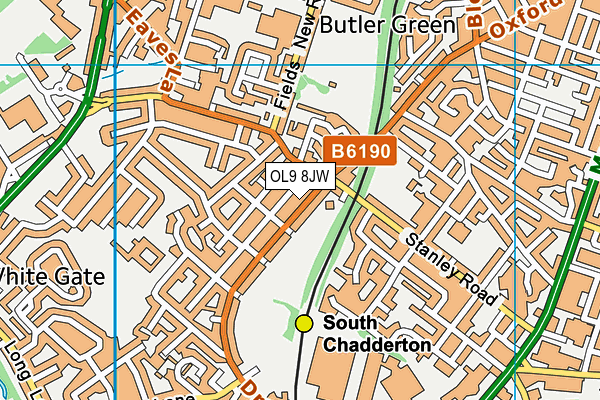 OL9 8JW map - OS VectorMap District (Ordnance Survey) OL9 8JW map - OS VectorMap District (Ordnance Survey)