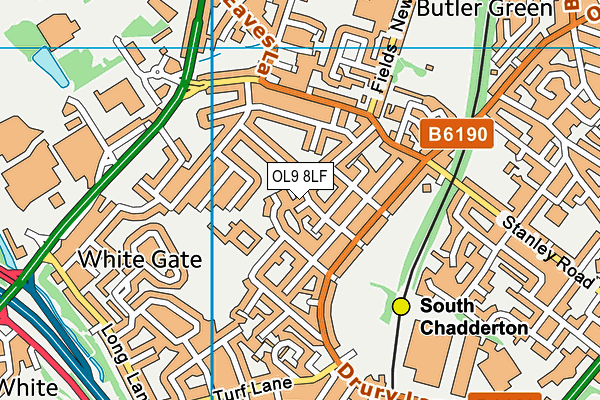 OL9 8LF map - OS VectorMap District (Ordnance Survey) OL9 8LF map - OS VectorMap District (Ordnance Survey)