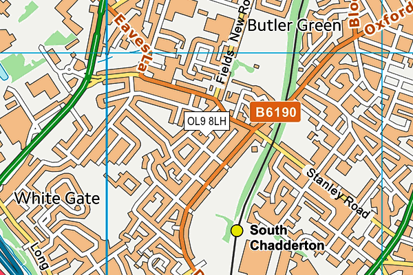 OL9 8LH map - OS VectorMap District (Ordnance Survey) OL9 8LH map - OS VectorMap District (Ordnance Survey)