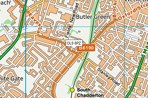 OL9 8PZ map - OS VectorMap District (Ordnance Survey) OL9 8PZ map - OS VectorMap District (Ordnance Survey)
