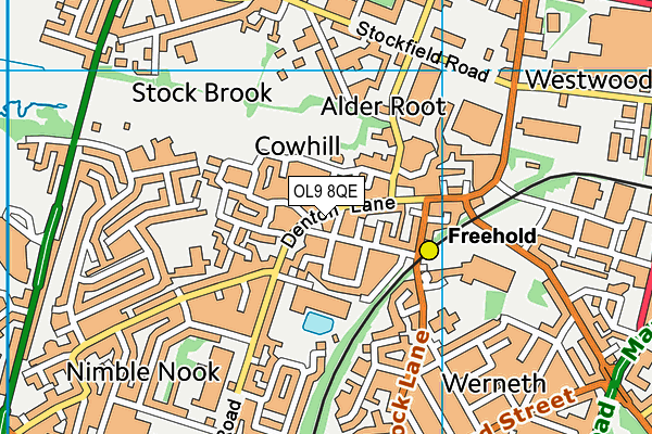 OL9 8QE map - OS VectorMap District (Ordnance Survey) OL9 8QE map - OS VectorMap District (Ordnance Survey)