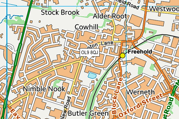 OL9 8QJ map - OS VectorMap District (Ordnance Survey) OL9 8QJ map - OS VectorMap District (Ordnance Survey)