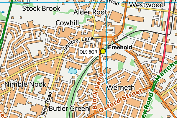 OL9 8QR map - OS VectorMap District (Ordnance Survey) OL9 8QR map - OS VectorMap District (Ordnance Survey)