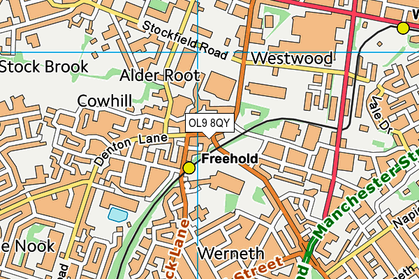 OL9 8QY map - OS VectorMap District (Ordnance Survey) OL9 8QY map - OS VectorMap District (Ordnance Survey)